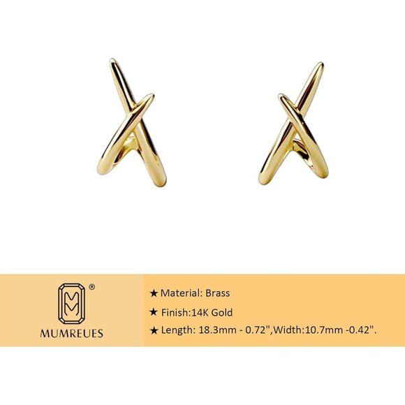 Women 14K Gold Stud Earrings Dainty Earrings Simple Gold Earrings Hypoallergenic - Picture 7 of 7